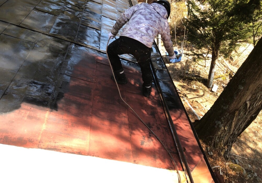 【下伊那郡大鹿村】宇佐八幡神社 屋根塗装工事（ユメロック114ライン仕様）