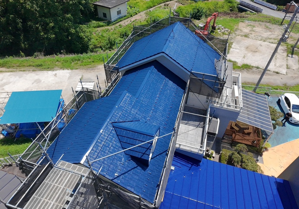 飯田市山本　H 様邸　【追加工事】屋根塗装工事　弱溶剤二液型NADシリコンウレタン樹脂塗料
