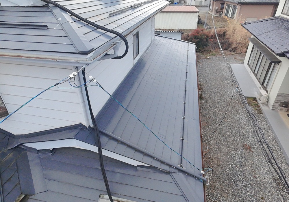 【ドローン空撮で屋根診断】飯田市山本 Y様邸 本宅・倉庫屋根の高所無料調査＋屋根塗装