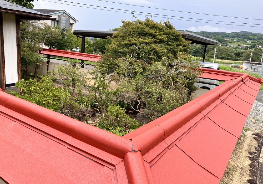 【飯田市川路】戸建て N様邸 屏風屋根・下屋根塗装工事（SK無機塗料仕様）