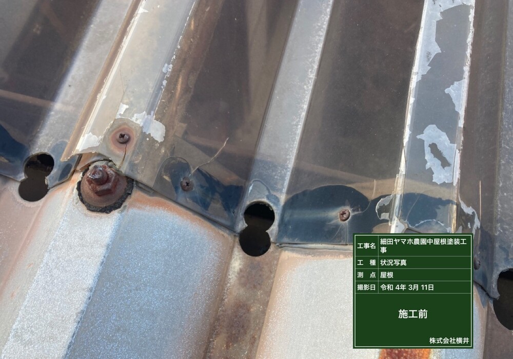 【下伊那郡松川町元大島】ヤマホ農園 中屋根 屋根塗装工事（ユメロック114ライン仕様）