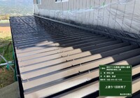 【下伊那郡松川町元大島】ヤマホ農園 大屋根・小屋鉄部・離れ 屋根・鉄部塗装工事（ユメロックルーフ仕様）