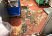 【飯田市中央通り】店舗 肉のまるやま 厨房床 防塵塗装部分補修工事（フロアートップ8500仕様）
