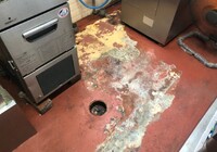 【飯田市中央通り】店舗 肉のまるやま 厨房床 防塵塗装部分補修工事（フロアートップ8500仕様）