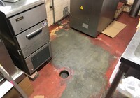【飯田市中央通り】店舗 肉のまるやま 厨房床 防塵塗装部分補修工事（フロアートップ8500仕様）