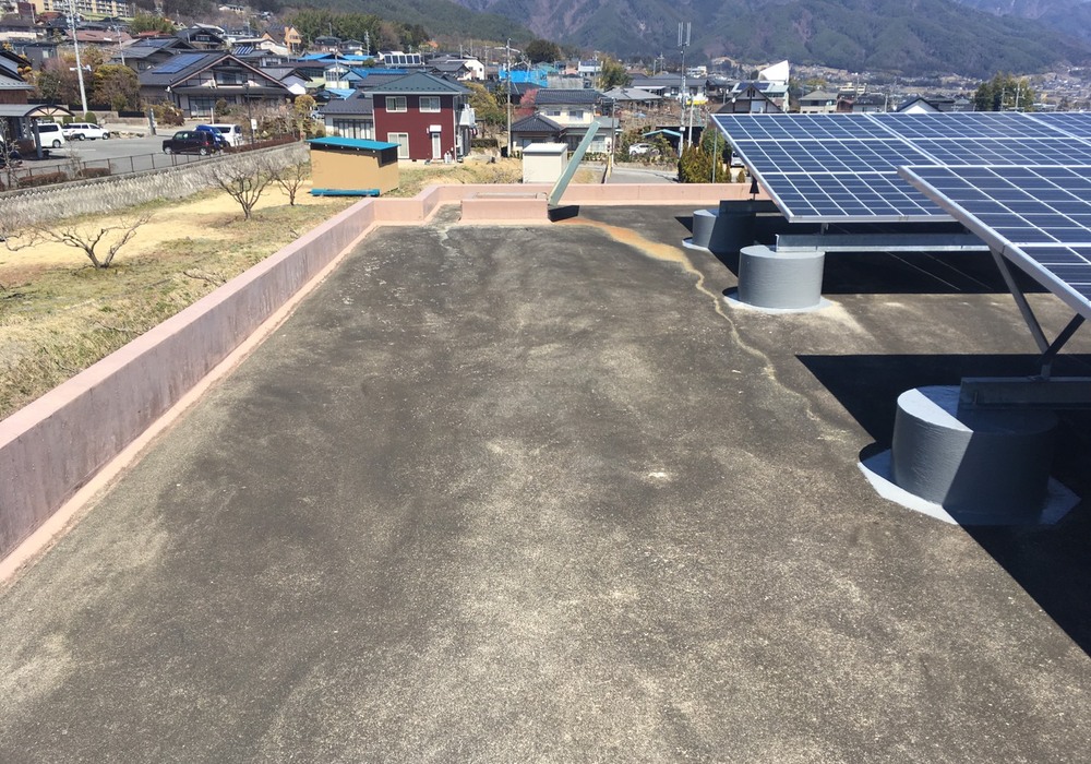 【飯田市大瀬木】賃貸マンション メゾン・ド・アイ 屋上防水工事（日本特殊塗料 X-2工法仕様）