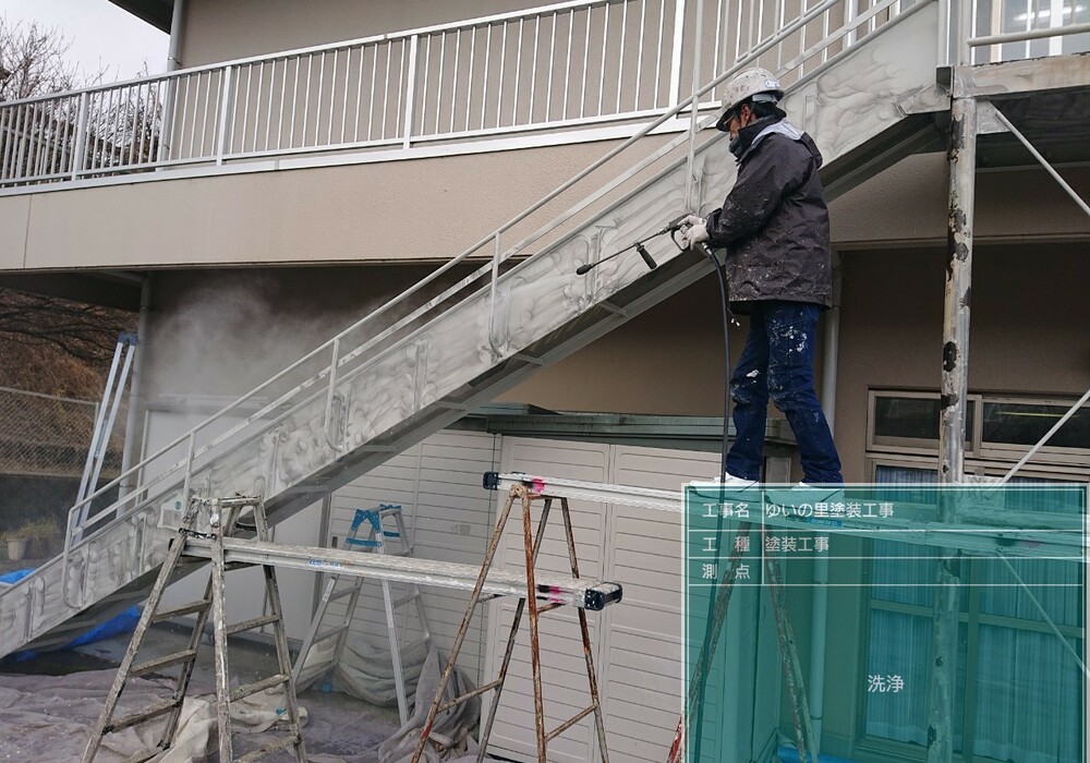 【飯田市龍江】施設 ゆいの里 非常滑り台・手摺柱床・鉄部塗装工事（ユメロック仕様）