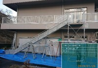 【飯田市龍江】施設 ゆいの里 非常滑り台・手摺柱床・鉄部塗装工事（ユメロック仕様）