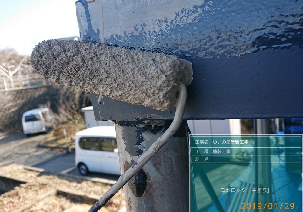 【飯田市龍江】施設 ゆいの里 非常滑り台・手摺柱床・鉄部塗装工事（ユメロック仕様）