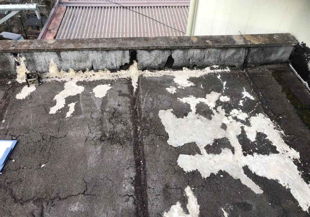 【飯田市追手町】天空の城 三宜亭 非常階段 屋上防水工事（防水X-2密着工法）