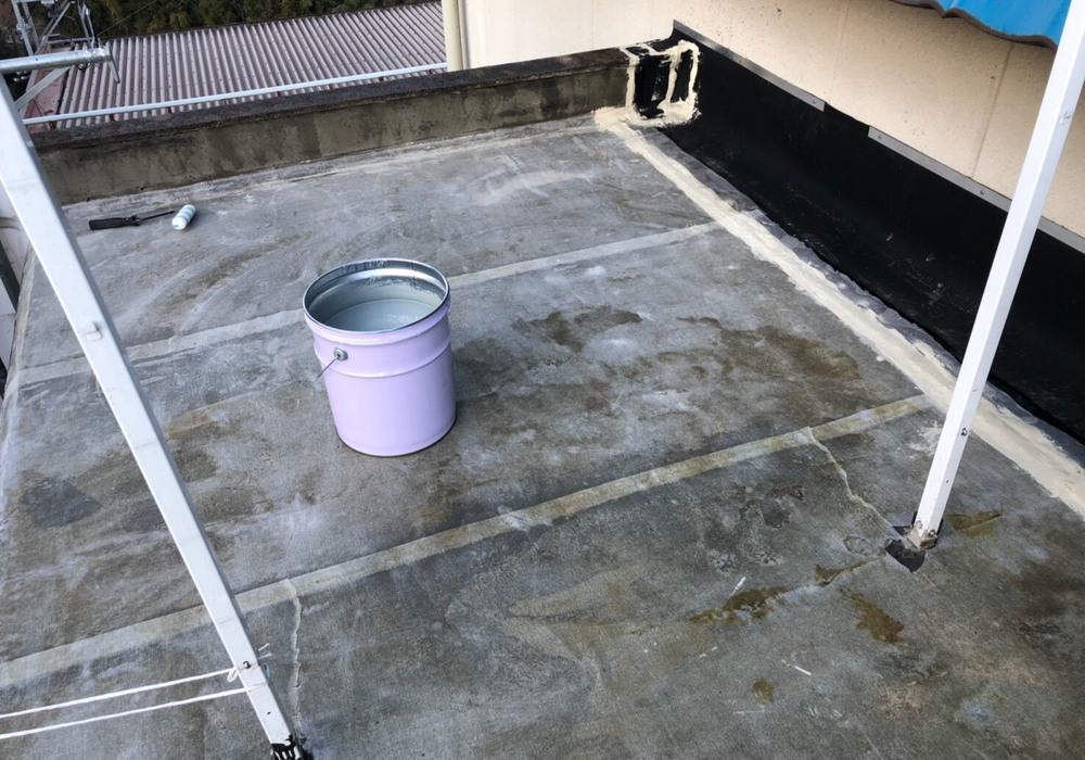 【飯田市追手町】天空の城 三宜亭 非常階段 屋上防水工事（防水X-2密着工法）